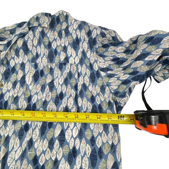 Columbia Men's XL Short-Sleeve Leaf Print Shirt Blue White Lightweight Vacation - Picture 7 of 7